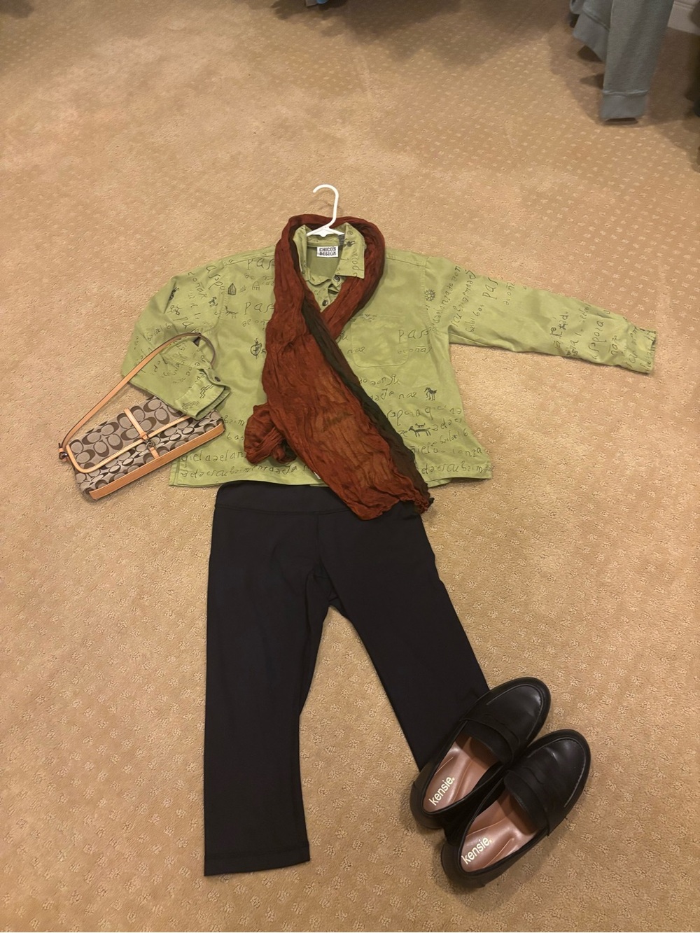 Women’s ‘Chico’s Design’ Lime Green Funky Printed Jacket/Button Top Sz 1-M/L